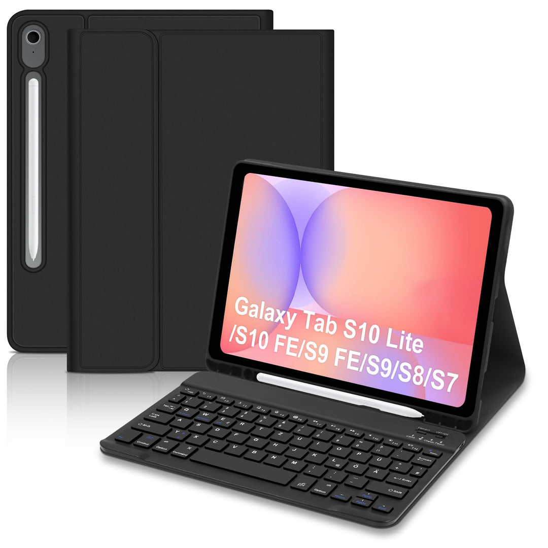 Hofsos Hülle mit Tastatur für Samsung Galaxy Tab S10 FE/S9 FE 10.9 Zoll/S9/S8/S7 11 Zoll - QWERTZ La