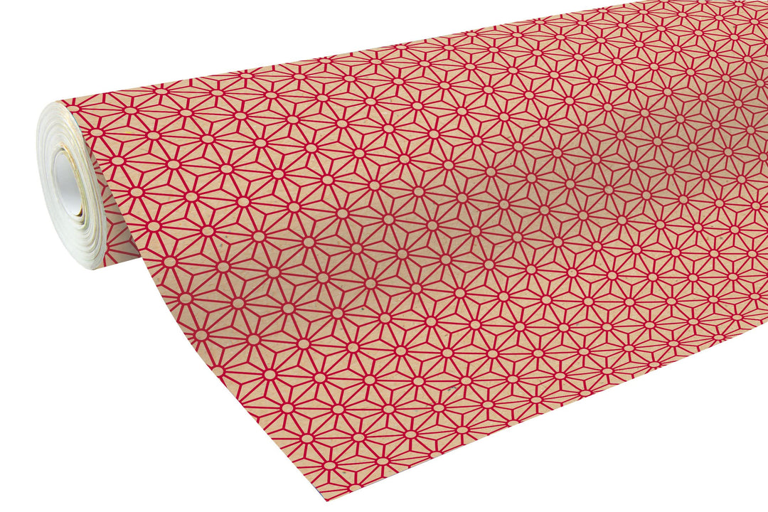 Clairefontaine 223802C Rolle Geschenkpapier mit rote Rauten, 50 x 0,70m, 70g/qm, Recycling Kraftpapi