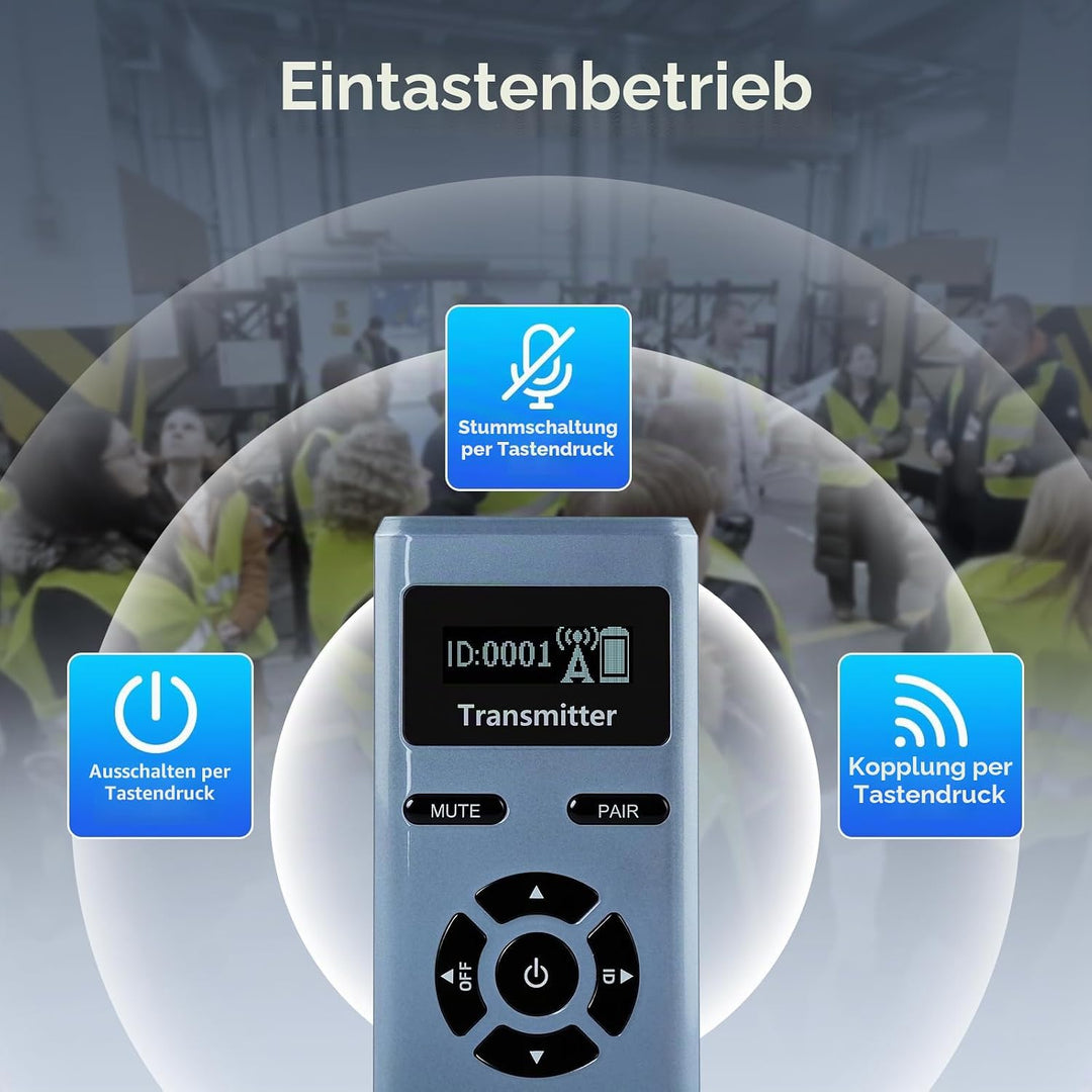 Retekess TT106S Drahtloses Tourguide-System, Tourguide-Headsets, 2.4GHz, One-Touch-Bedienung, USB-La