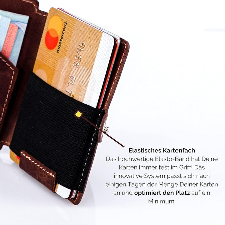 BELTIMORE – Wallet „Prince“ – Slim Wallet für bis zu 6 Karten – aus echtem Leder – Kartenetui - Geld