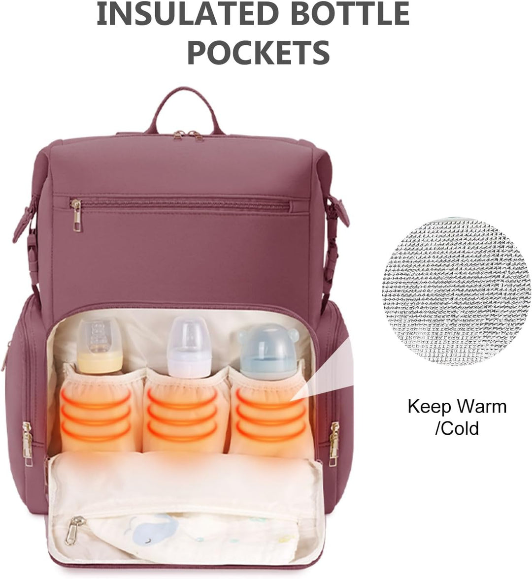 CEI-CEI Baby Wickeltasche/Rucksack mit Isolierter Flaschentasche, Wasserdichtes Neoprengewebe, Wicke
