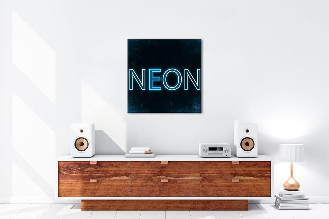 deyoli NEON Schriftzug Format: 70x70 Effekt: Monocrome Blau als Leinwandbild, Motiv fertig gerahmt a