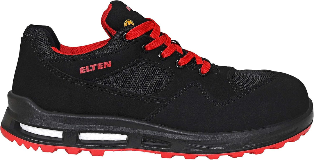 Sicherheitsschuhe ELTEN LAKERS XXT Low ESD S1P, Damen, Herren, sportlich, leicht, schwarz/rot 43 EU,
