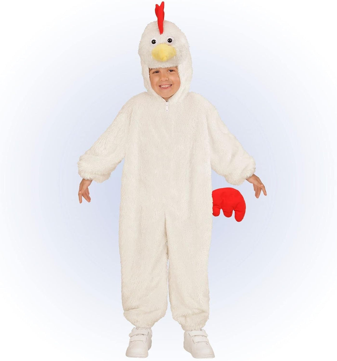 W WIDMANN MILANO Party Fashion - Kinderkostüm Huhn, Plüsch Overall mit Kapuze, Bauernhoftiere, Tierk