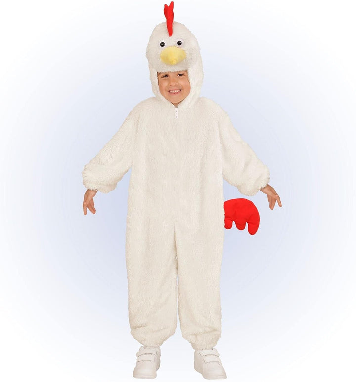 W WIDMANN MILANO Party Fashion - Kinderkostüm Huhn, Plüsch Overall mit Kapuze, Bauernhoftiere, Tierk