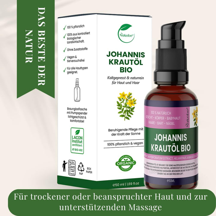 Bio Johanniskrautöl 100ml – 100% natürlich & kalt angesetzt – wohltuend für Haut, Muskeln & Pflege –