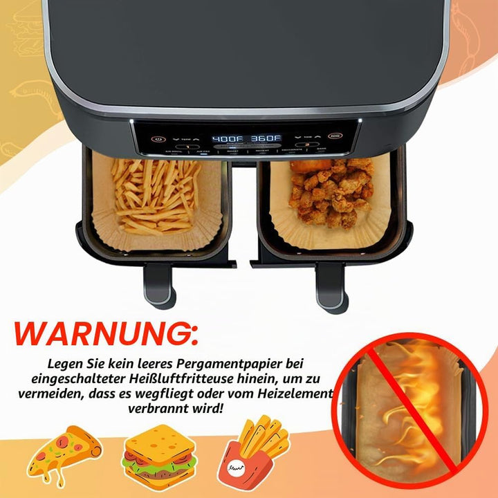 200PCS Backpapier für Heissluftfritteuse, Air Fryer Zubehör für Ninja SL400EU/AF400EU/AF451EU Foodi