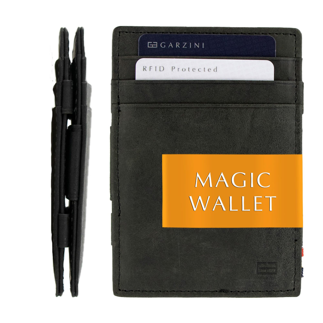 GARZINI Magic Wallet, RFID Geldbeutel für Herren aus echtem Leder mit Platz für 10 Karten, Mini Geld