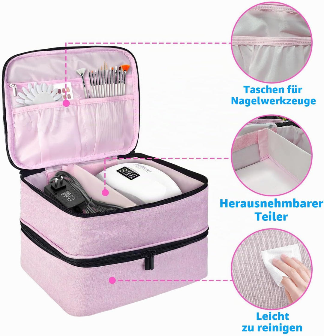 Nagellack Organizer Tasche, Doppelschicht Nagellack Aufbewahrung Box, Organizer Koffer für Nageldesi