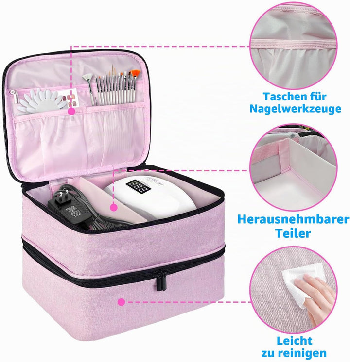 Nagellack Organizer Tasche, Doppelschicht Nagellack Aufbewahrung Box, Organizer Koffer für Nageldesi