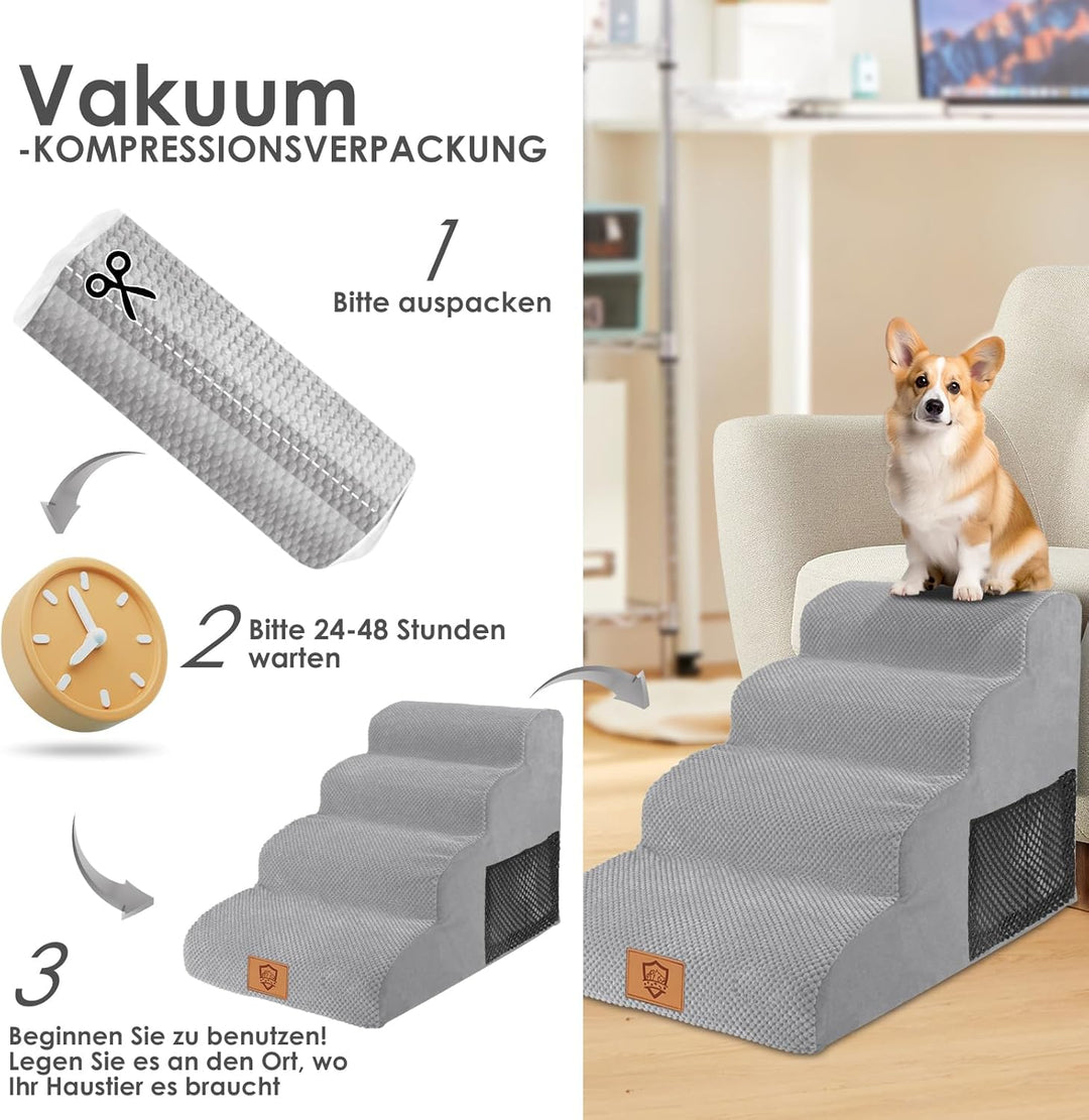 Myiosus Hundetreppe 4 Stufen, wasserdichte Haustiertreppe für Grosse Hunde und Katzen, rutschfest Hu