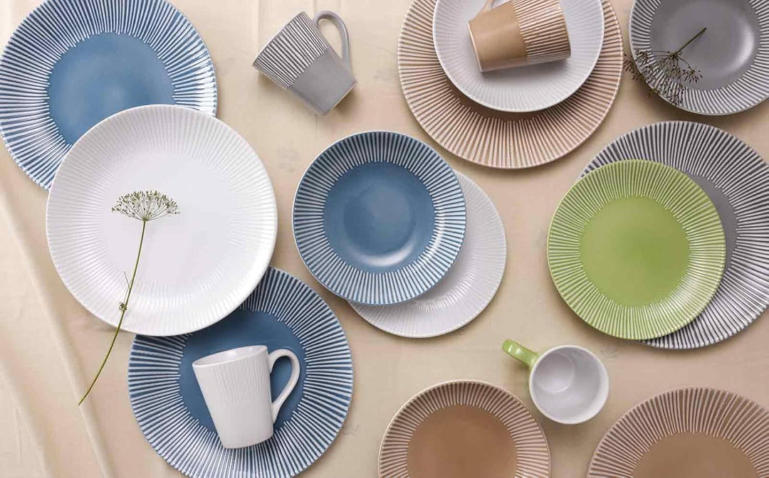 Ritzenhoff & Breker Banda Suppenteller 6er Set, 20 cm, Tiefe Essteller mit Streifen-Relief, Minimali
