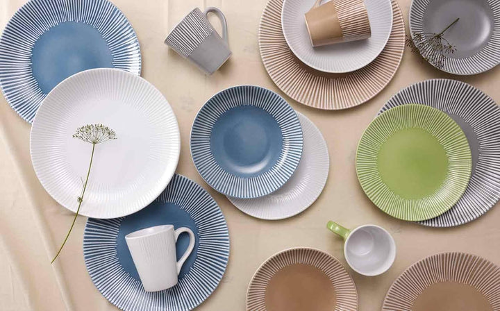 Ritzenhoff & Breker Banda Suppenteller 6er Set, 20 cm, Tiefe Essteller mit Streifen-Relief, Minimali