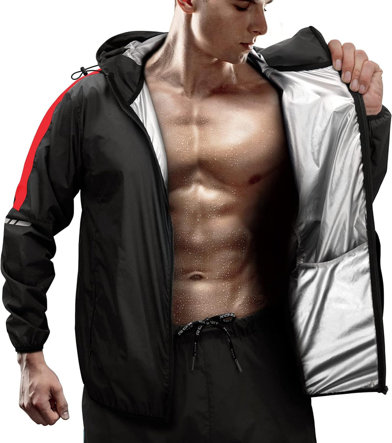 RDX Schwitzanzug Zum Abnehmen, Saunaanzug REACH OEKO TEX 100 ZERTIFIZIERT, Kapuzen Anzug Sauna Suit