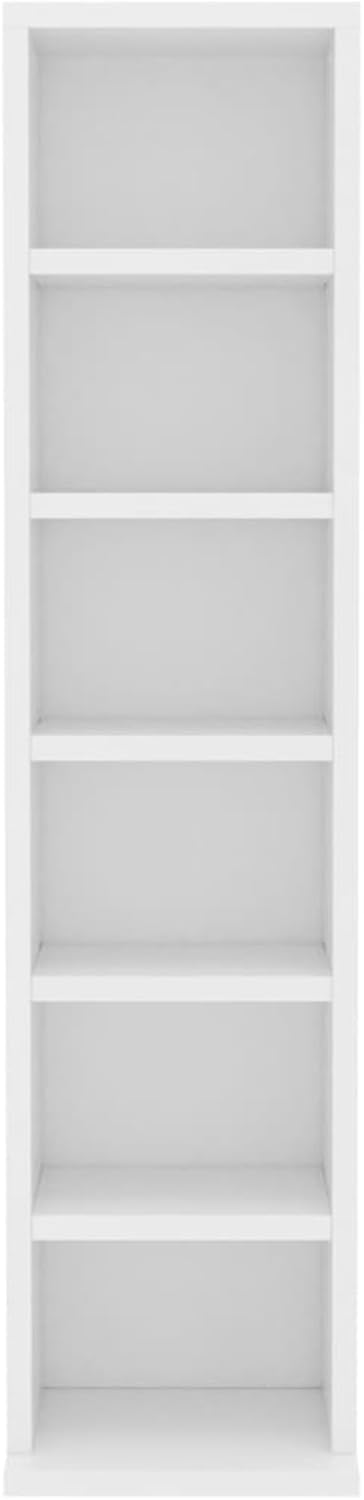 Homgoday CD-Schrank mit 6 offenen Fächern, 21 x 20 x 88 cm, Holz, CD- und DVD-Regal, für Wohnzimmer,