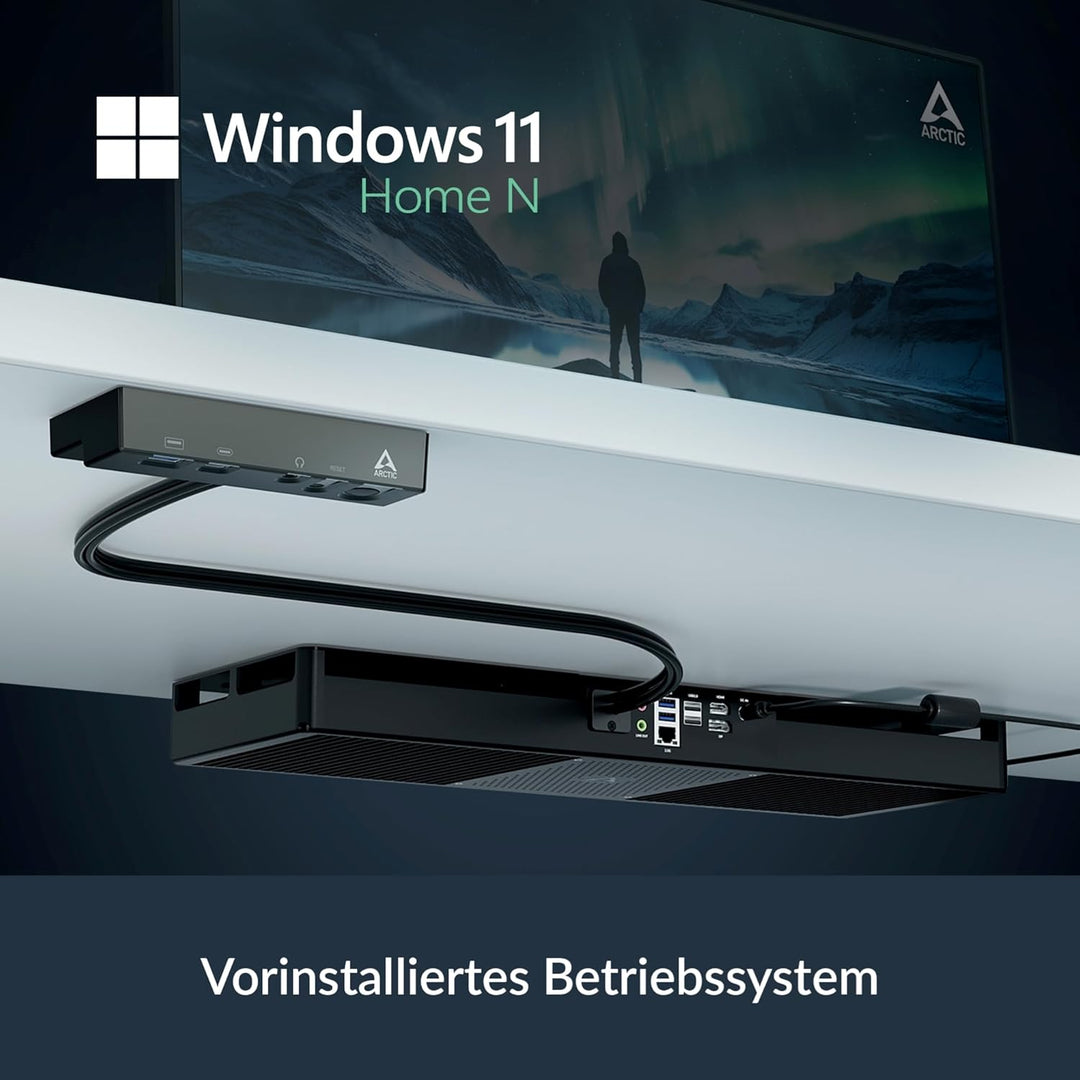 ARCTIC Senza 5500GT - Passiv gekühlter, lautloser PC zur Montage unter dem Tisch, Windows 11 Home, A