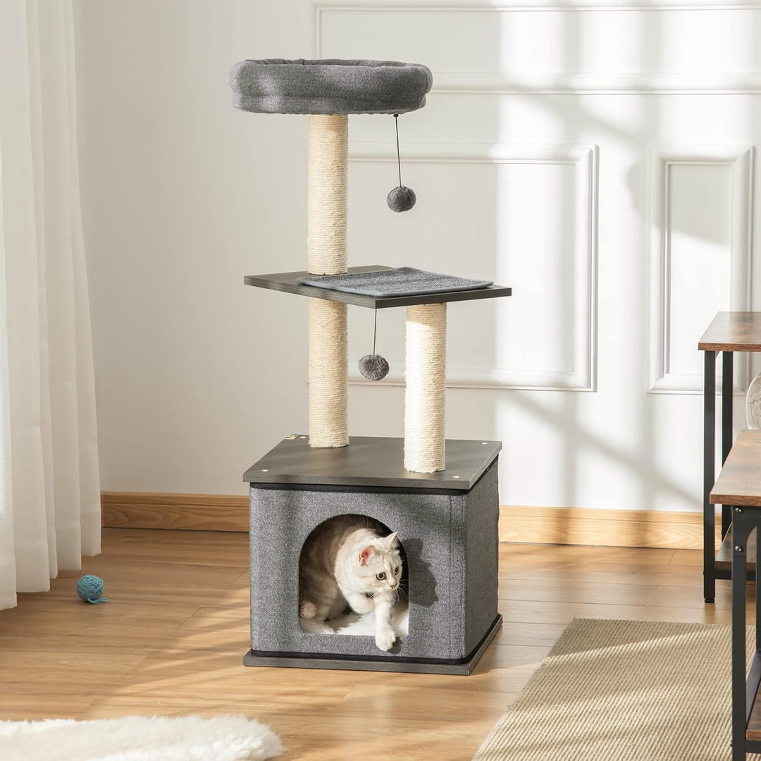PawHut Katzenkratzbaum Katzenspielzeug Kletterbaum Spielmöglichkeiten Spielsisal Spielseil PB-Platte