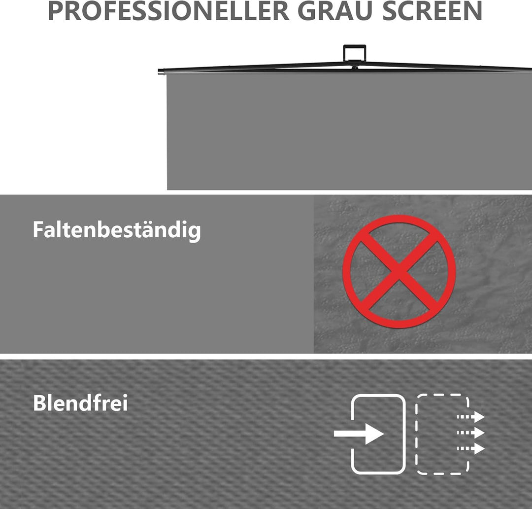 【Einfacher Aufbau】 RAUBAY 152x210cm zusammenklappbarer Grau Hintergrund Gray Screen, tragbare auszie