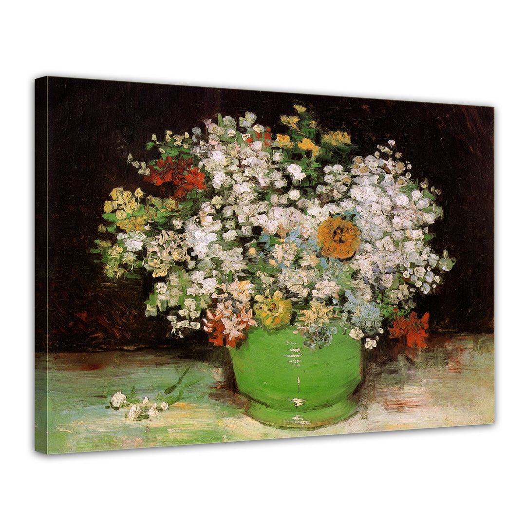 Bilderdepot24 Bild auf Leinwand | Vincent van Gogh Vase mit Zinnias und anderen Blumen in 80x60 cm a
