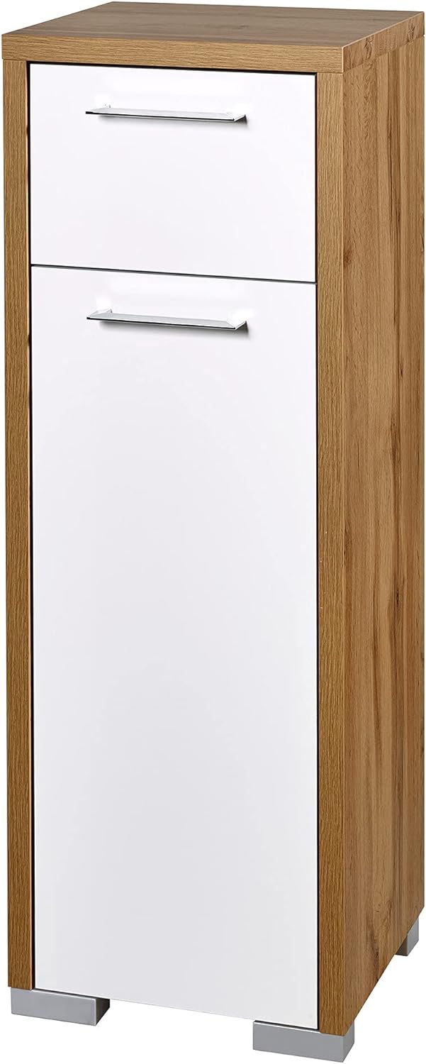 Schildmeyer Bella Midischrank 150644, Holzwerkstoff, Eiche Landhaus Dekor/weiss Glanz, 34,5/33 / 97