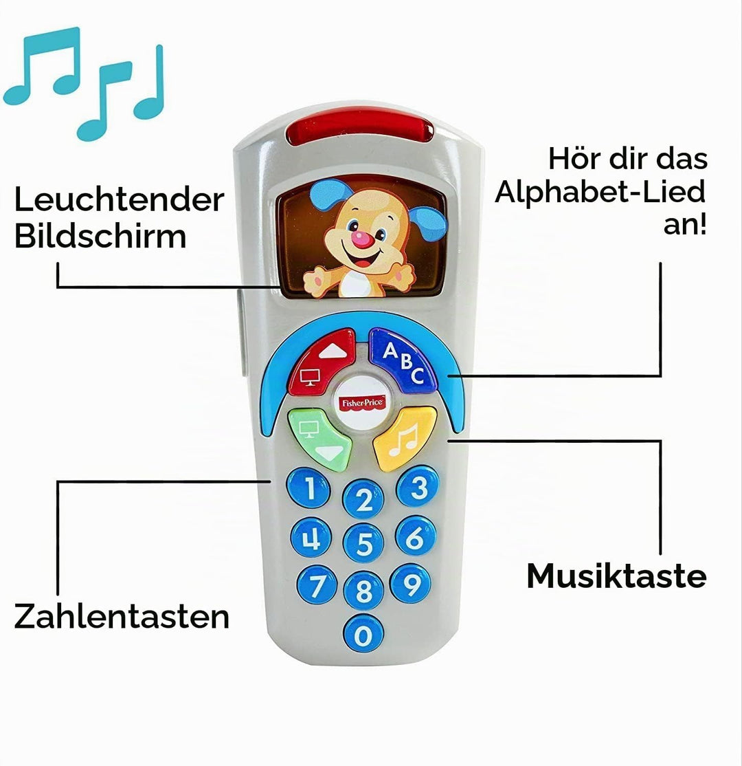 Fisher-Price Lernspass Lernspielzeug für Babys Hündchen-Fernbedienung Spielzeugfernbedienung mit Mus