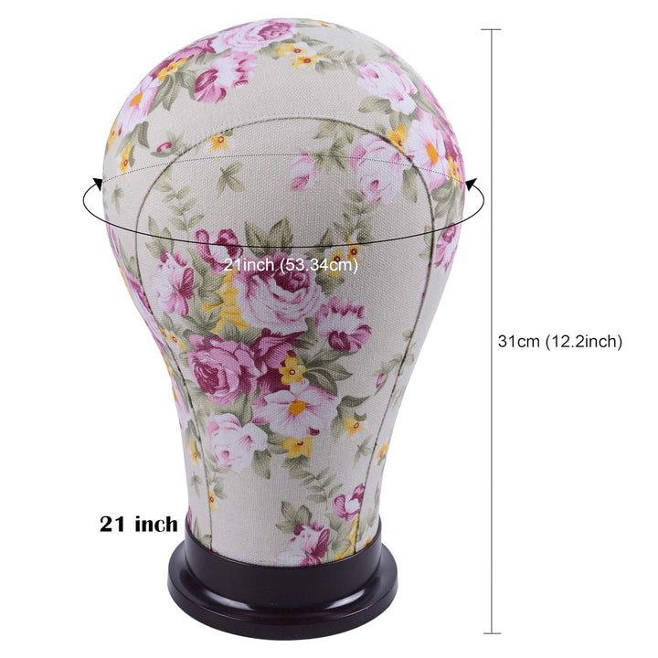1 Stück Mannequin Kopf Wig Head Mannequin Perücke Kopf Canvas Head for Wig Making (Pinke Blume 21 Zo