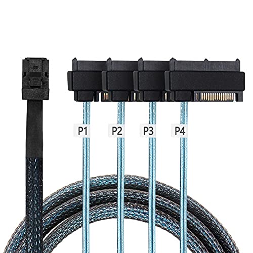 Cablecc Internes Mini SAS SFF-8643 Host auf 4 SAS 29Pin SFF-8482 Zielscheibe 6Gbps Datenserver Raid