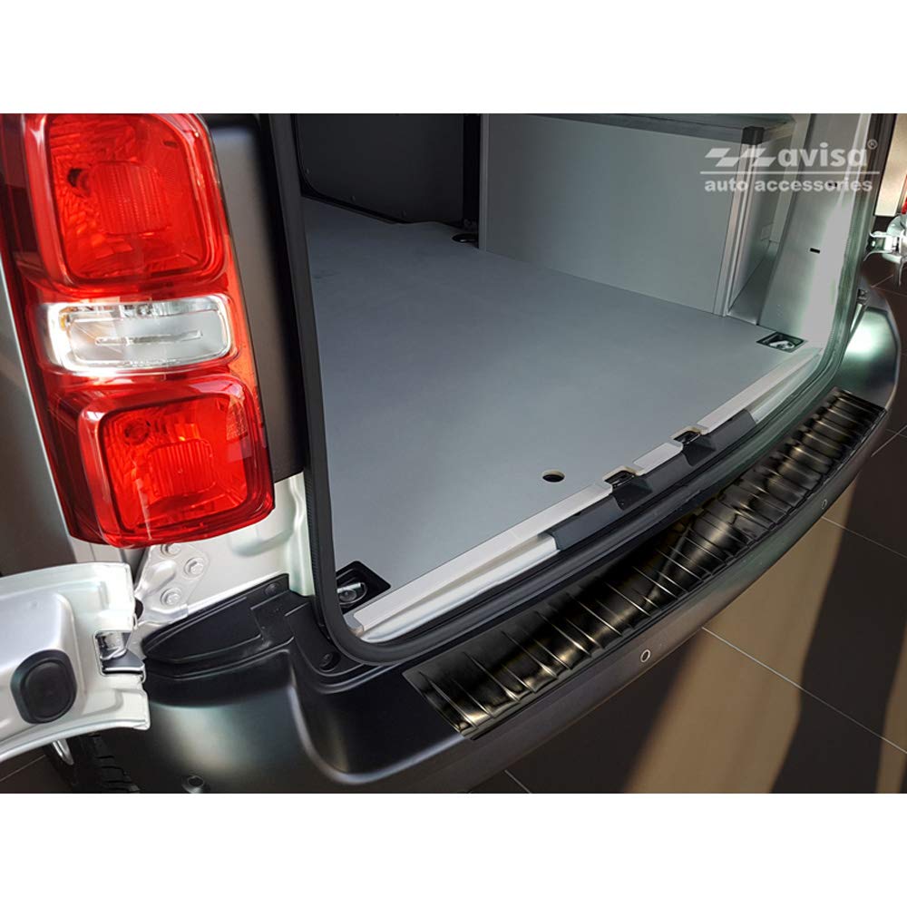 Avisa Schwarz Edelstahl Heckstossstangenschutz kompatibel mit Peugeot Expert III & Citroen Jumpy III