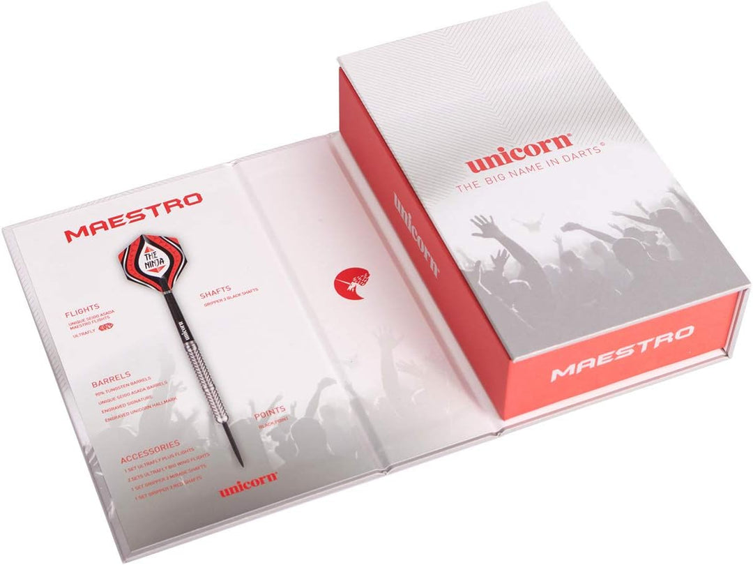 Unicorn Seigo Asada-Maestro 90% Tungsten Natural Dartpfeile mit Stahlspitze 23 g rot / schwarz, 23 g