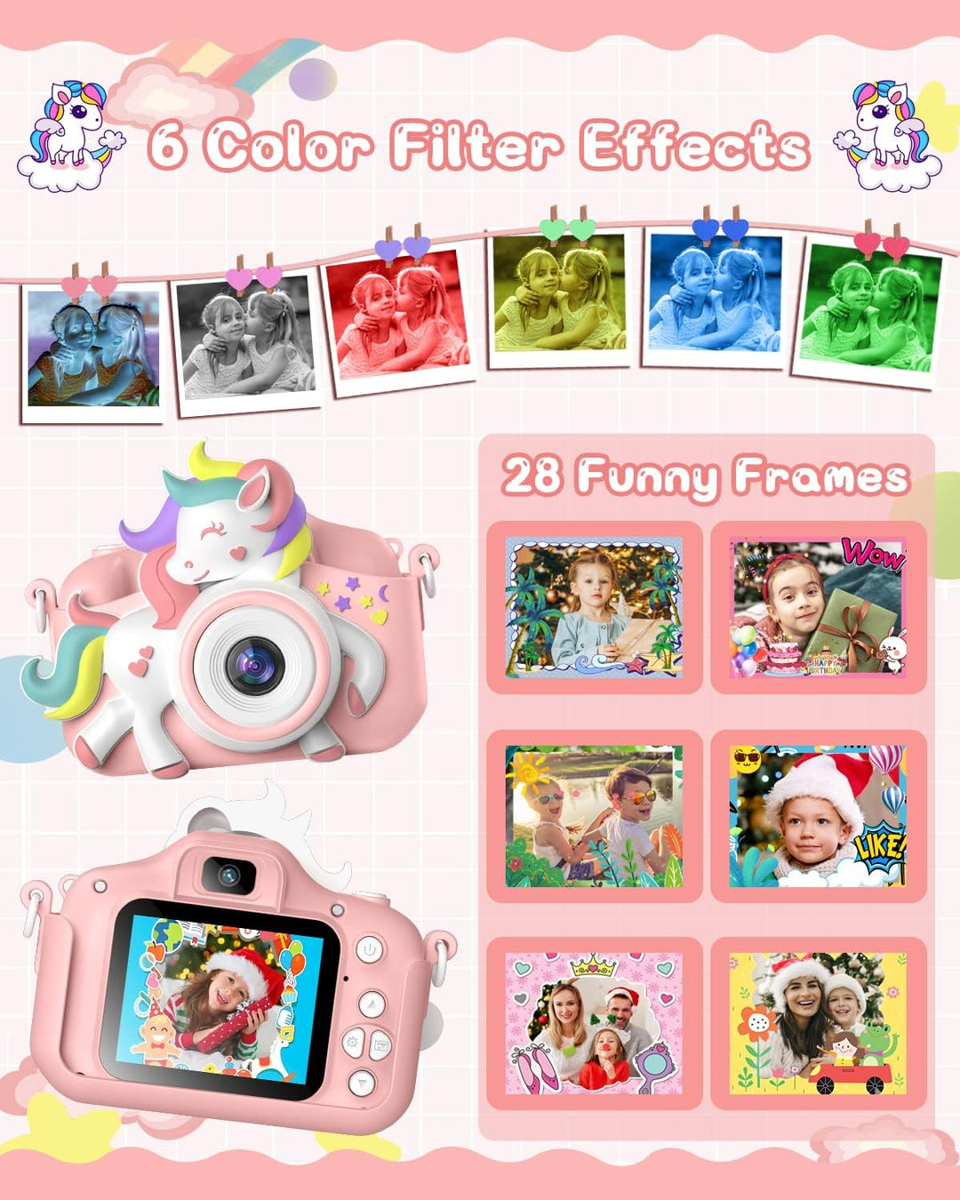 Kinderkamera, Gofunly Kinder Kamera 1080P 2,0-Zoll-Bildschirm Kamera Kinder mit 32GB SD-Karte Selfie