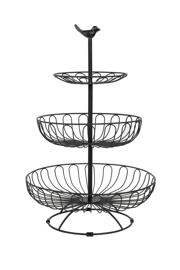 Auroni Obst Etagere 3 Stöckig Obstkorb Obstschale Metall - schwarz - modern - dekorativ für mehr Pla