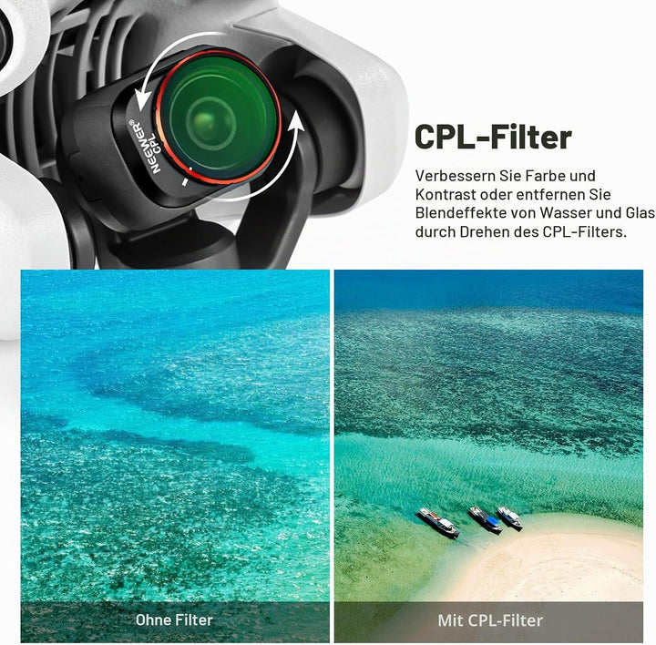 NEEWER ND&CPL-Filter-Set zum Aufstecken, kompatibel mit DJI Mini 4 Pro, 6 Stück CPL-Filter und Grauf