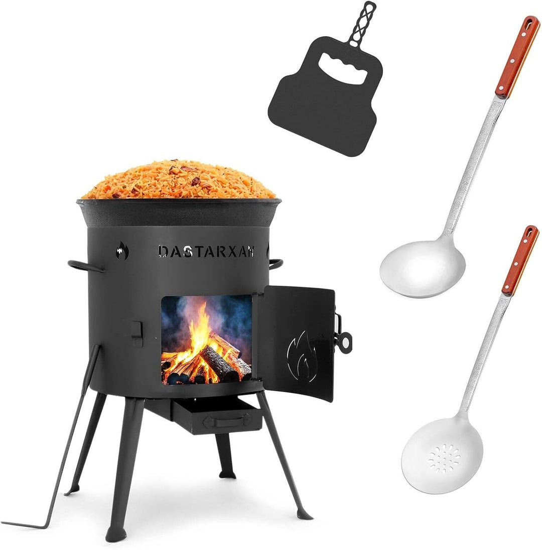 Ø36cm Uchag 2mm stahl Utschak Feuerstelle Utschag Campingofen 12L Kazan WOK Kasan (Runder boden) Fel