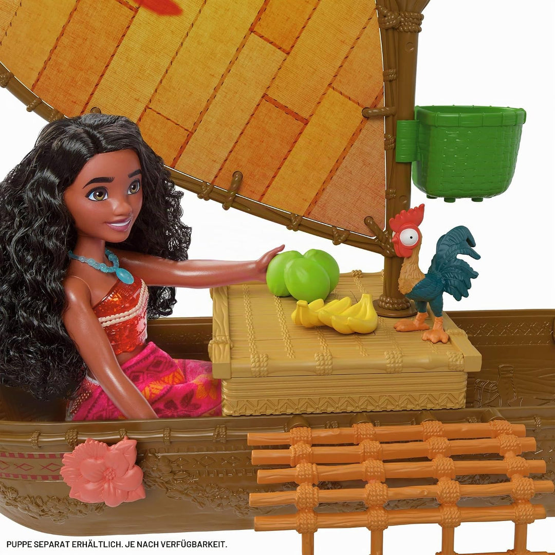 Mattel Disney Spielzeuge, Vaiana schwimmendes Boot-Spielset mit 5 Spielbereichen, 9 Zubehörteilen,