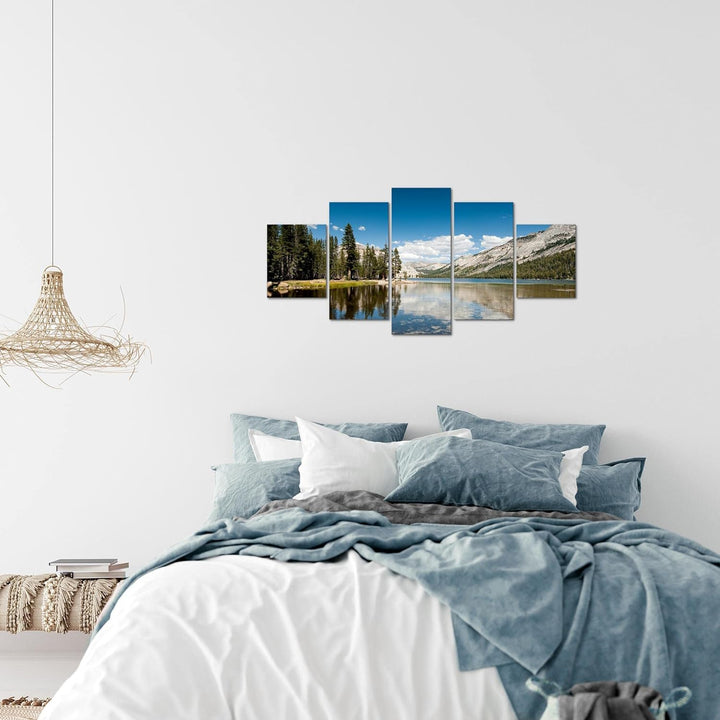 Runa Art Wandbilder Landschaft Berge 5 Teilig Bild auf Vlies Leinwand Deko Schlafzimmer Wohnzimmer N