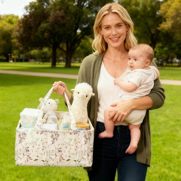 Baby Windel Caddy für Windelstation, Floral Baby Windel Caddy Organisator, Tragbare Halter Tote Tasc