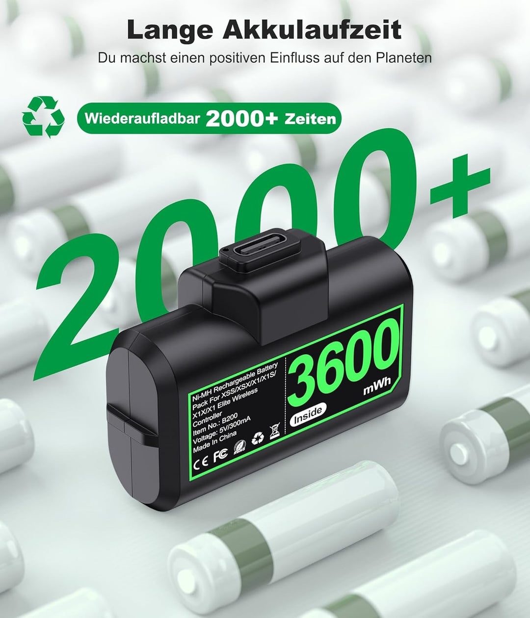 Elegamefy Controller Akku Für Xbox Series X/S, Wiederaufladbare Batterie für Xbox One/One S/One X/El