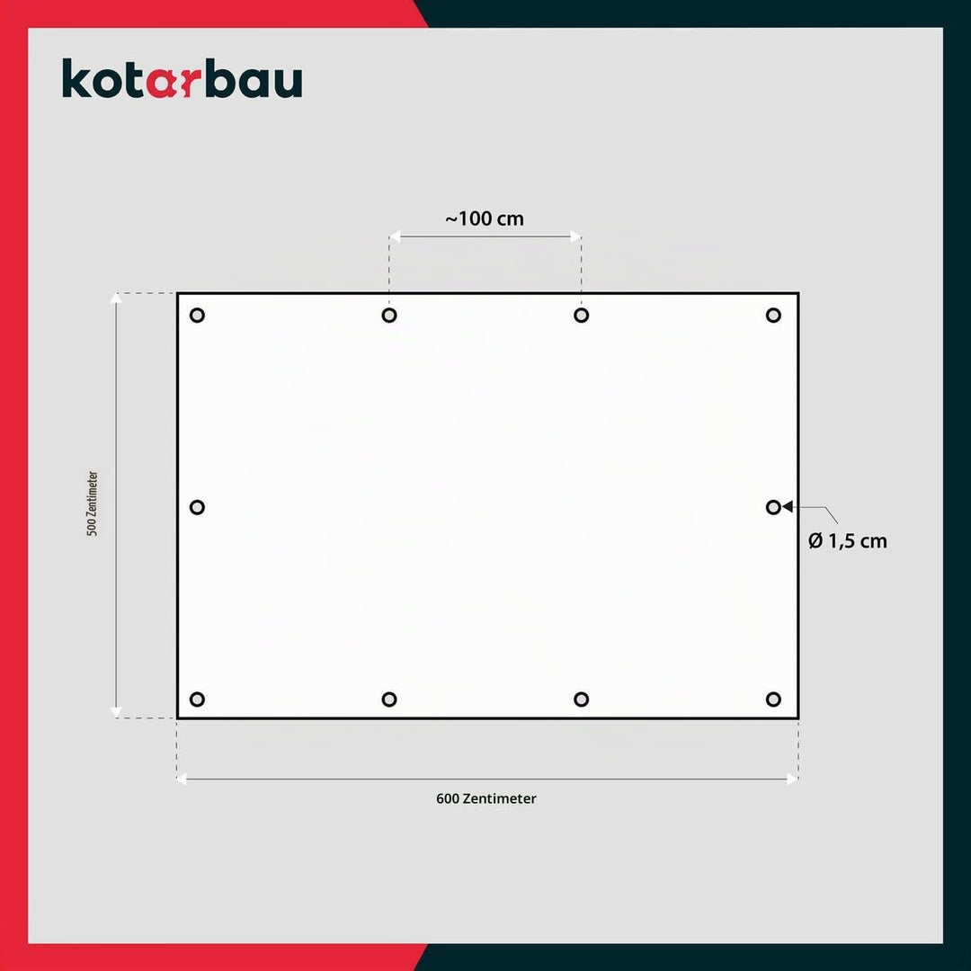KOTARBAU® Gewebeplane 5x6 m Silber 200g/m2 Abdeckplane Verstärkten Ösen Schutzplane Bauplane Kordel