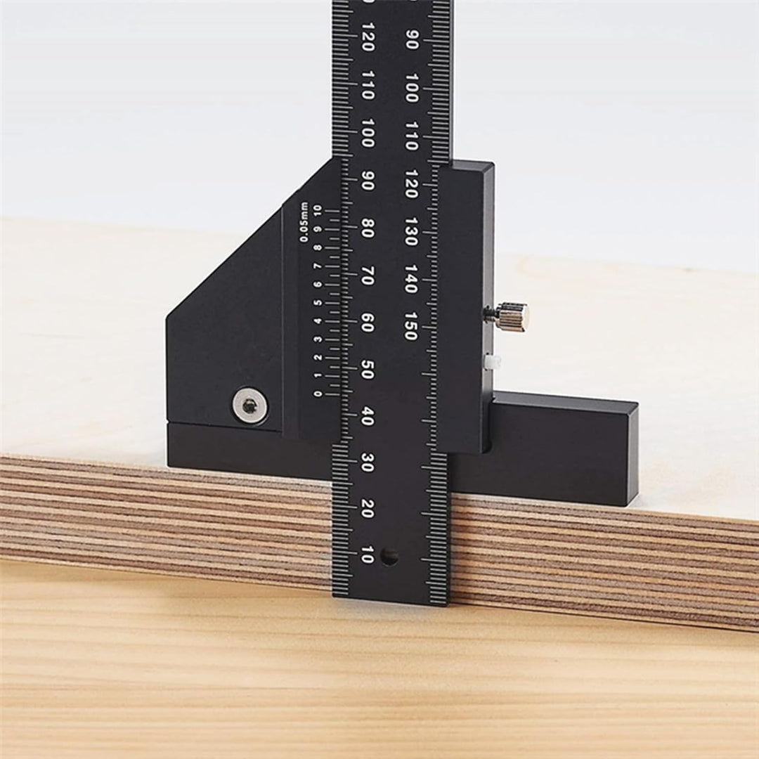 TOPINCN Präzises Lineal in T-Form, Multifunktionslineal aus Aluminiumlegierung, Schwarzes Messlineal