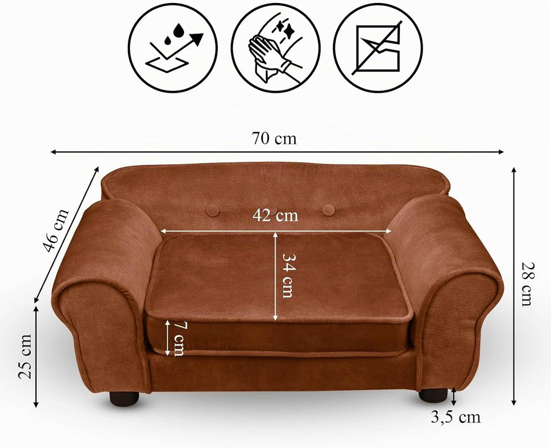 MG Design Haustiersofa in Braun – stabiles Holzgestell, weich gepolstert, pflegeleicht – Hundesofa &amp;