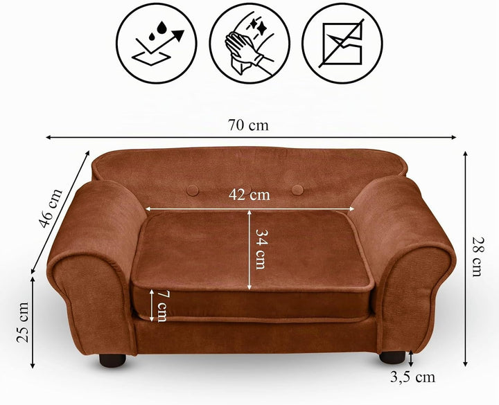 MG Design Haustiersofa in Braun – stabiles Holzgestell, weich gepolstert, pflegeleicht – Hundesofa &amp;