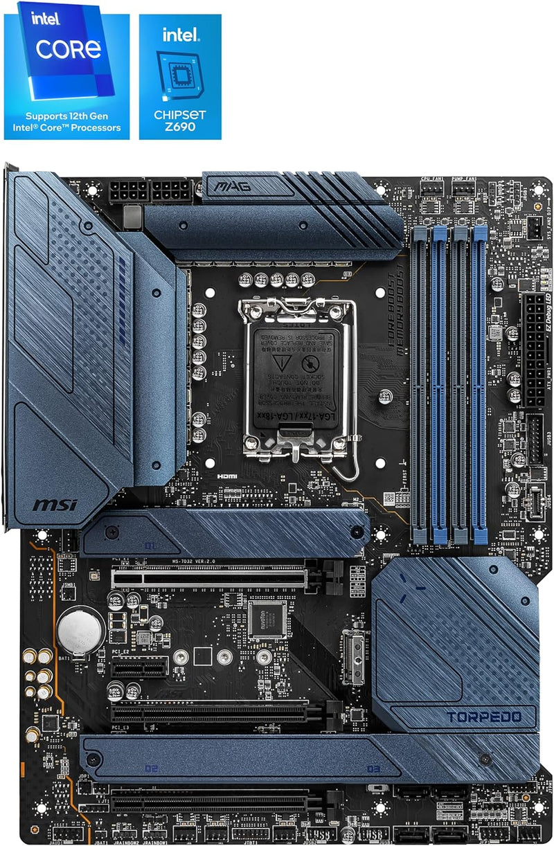 MSI MAG Z690 TORPEDO Gaming Mainboard ATX, unterstützt Intel Prozessoren der 12. Generation, LGA 170