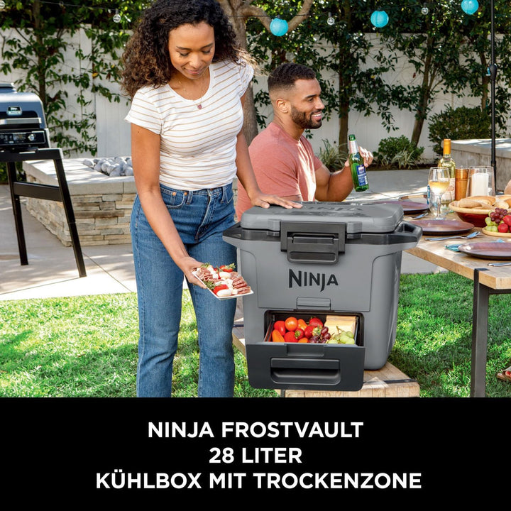 Ninja FrostVault Hard Cooler 47L, Premium isolierte Kühlbox, hält EIS bis zu 6 Tage 28l Grau, 28l Gr