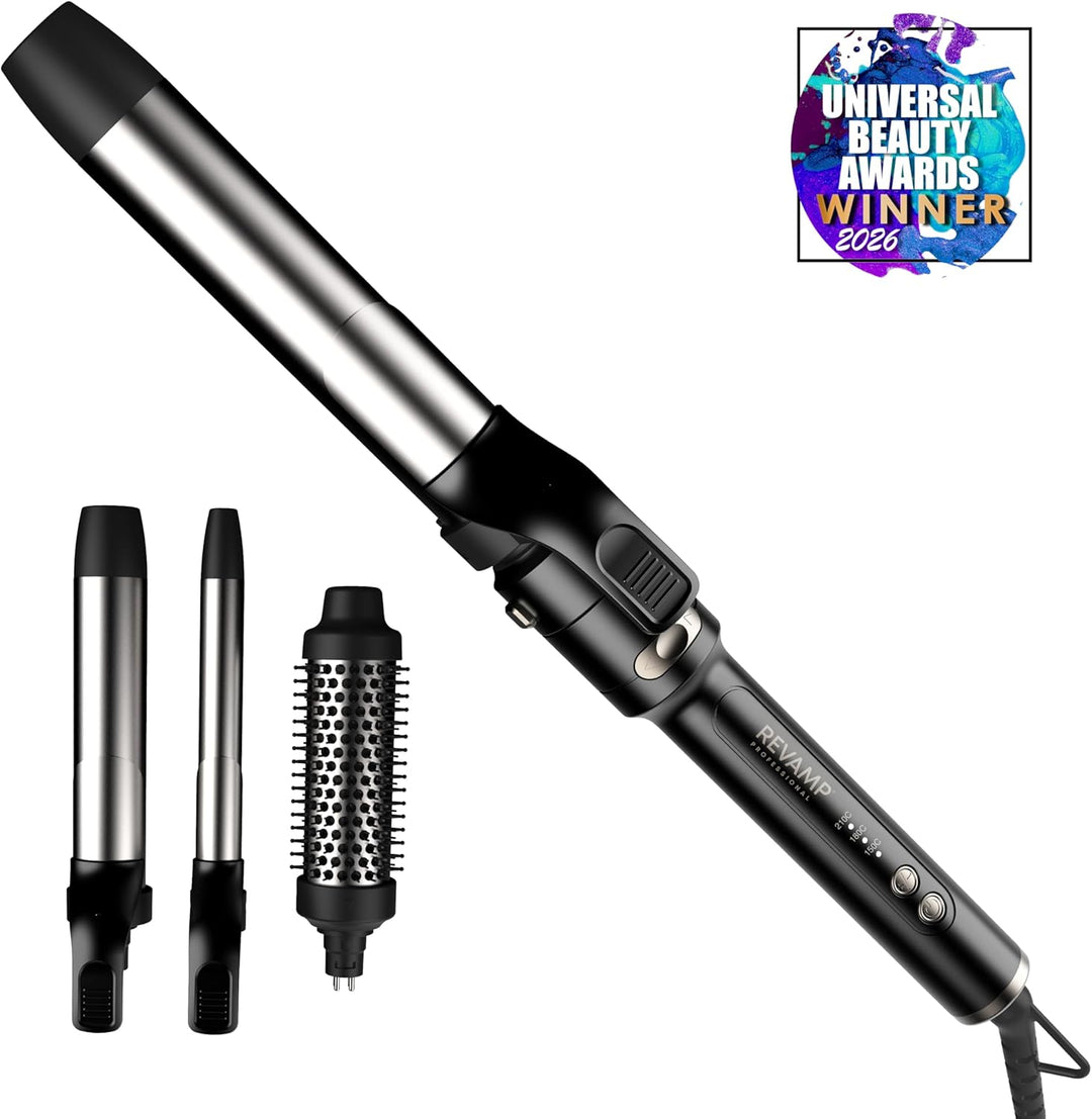REVAMP Multi Style Revolve 3-in-1 – Automatisch rotierender Lockenstab mit 38 mm Lockenbürste, 32 mm