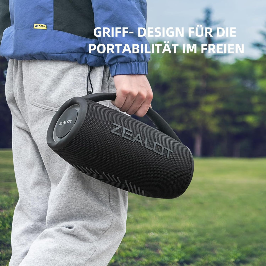ZEALOT Bluetooth Lautsprecher,Musikbox Bluetooth Box für Draussen,80W Stereo Sound,BassUp, 16000mAH