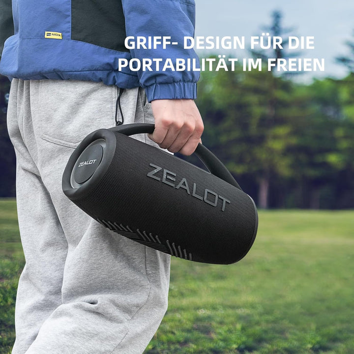 ZEALOT Bluetooth Lautsprecher,Musikbox Bluetooth Box für Draussen,80W Stereo Sound,BassUp, 16000mAH