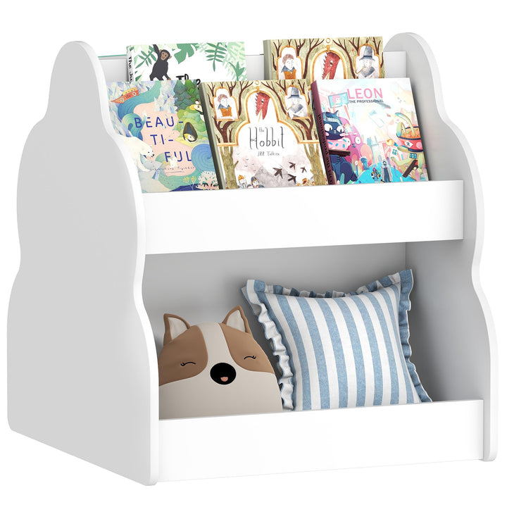 AIYAPLAY Kinderregal, Kinder-Bücherregal mit Rädern, 4 Regalen, 2-stöckiges Spielzeugregal für Kinde
