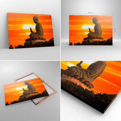 Bilder auf Leinwand 100x70cm Leinwandbild mit Rahmen tempel buddha Gross Wanddeko Bild Schlafzimmer