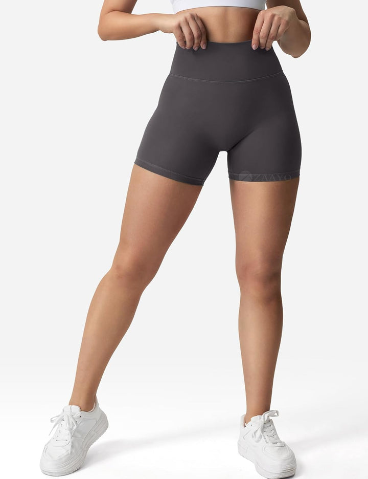ZAAYO Damen Sport Shorts Workout Auswirkungen Shorts 4.5 "Scrunch Butt Lifting Gym Shorts Nahtlose B