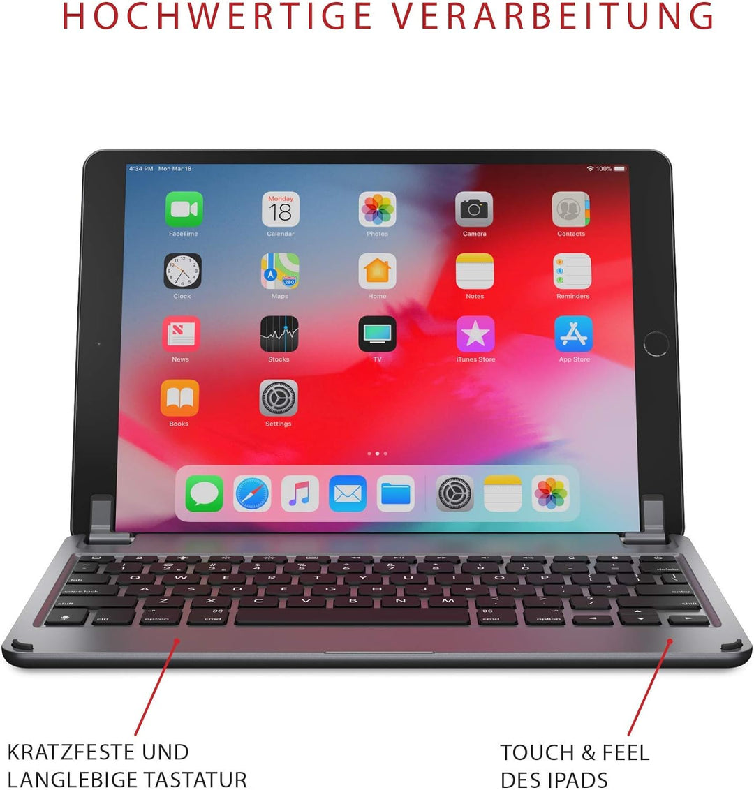 Brydge 10.5 Wireless German QWERTZ Keyboard Compatible with iPad Air (2019) and iPad Pro 10.5-inch,